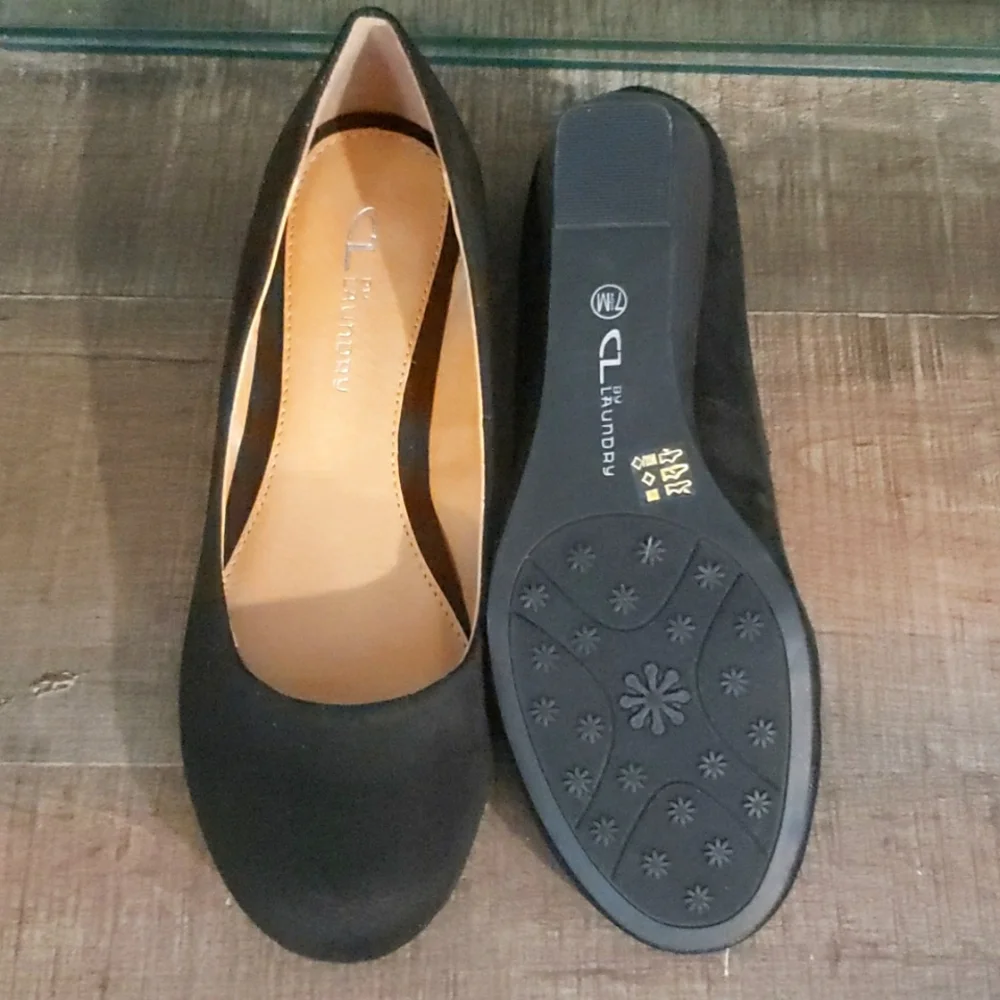 CL by Laundry black Marcie wedges Sz 7.5 - Picture 3 of 7